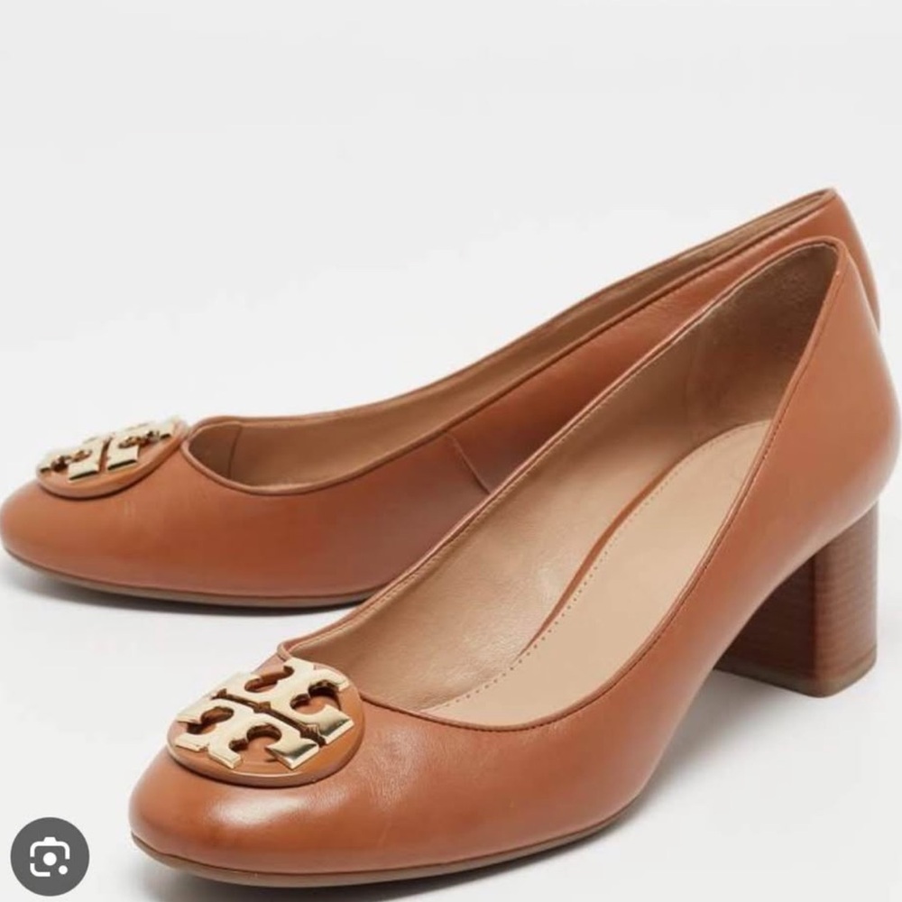 Tory Burch Tan Leather Block Heels